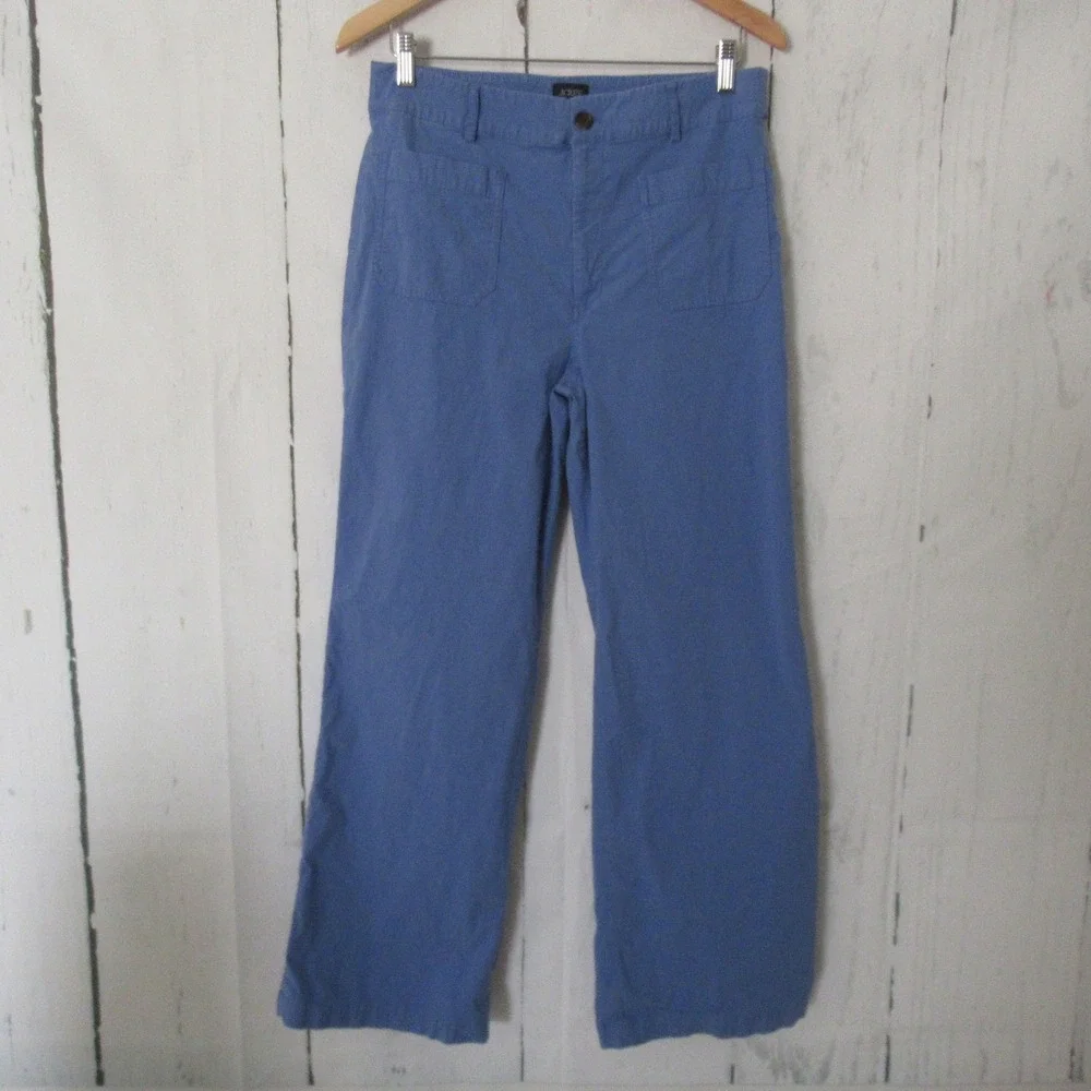 J Crew Pants 30 Lizzie Wide Leg High Rise Flare Beachy Resort Cotton Linen